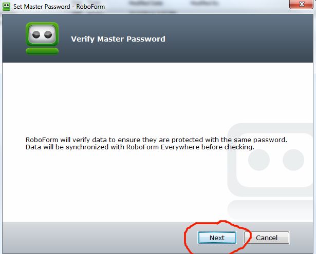 roboform master password reset